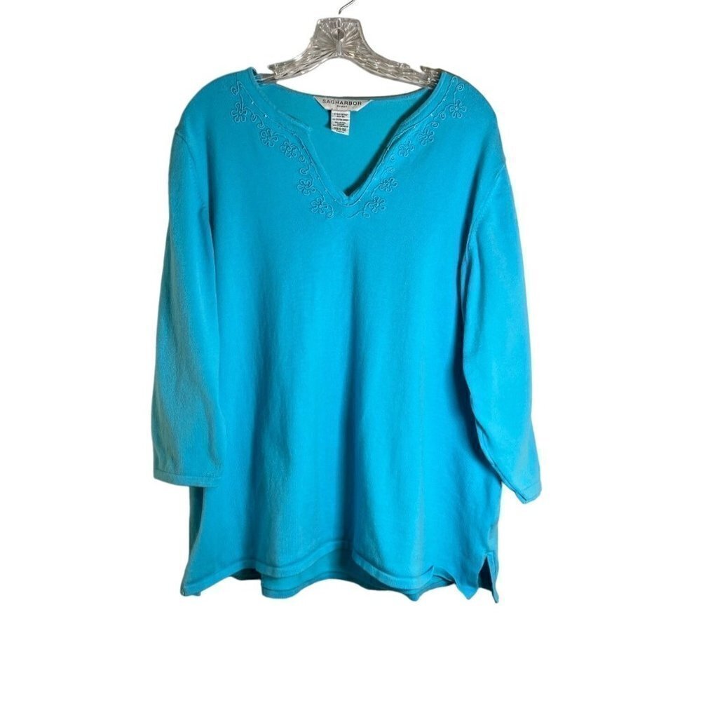 Sag Harbor Vintage Women's Teal Light Weight Sweater Size 2X